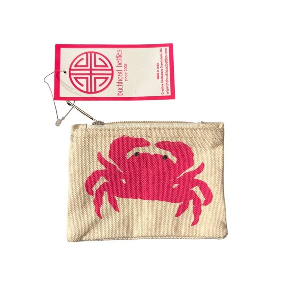 Buckhead Betties Canvas Gift Card Holder Coin Pouch Crab Design 4.5" x 3.25" NWT - Picture 1 of 6